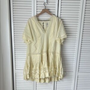 Maeve Short Sleeve V-Neck Pintuck Swing Tunic Dress Sz XS